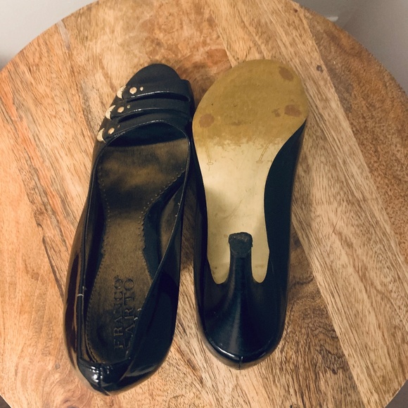 Black Peep Toe Heels Sz-8 - Picture 4 of 6